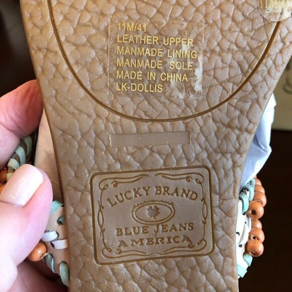 LUCKY BRAND 🎉HP🎉 L Sz 11 Dollis Braided Beaded Leather Mixed Media Sandal/NWTIB! - Picture 15 of 16